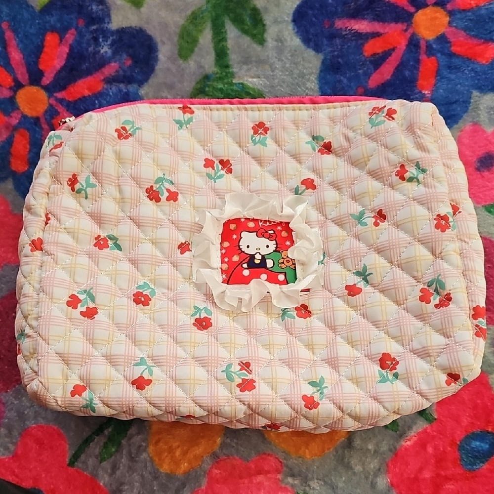 Hello Kitty Quilted Floral Pouch